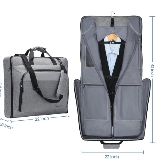 Garment Bag w Shoulder Strap a Hanging Suitcase for Men Women Business Travel - Picture 4 of 8